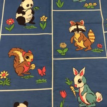 Vintage Fabric Material Panda Squirrel Raccoon Rabbit Squares 42 X 52 - £17.74 GBP