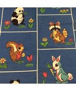 Vintage Fabric Material Panda Squirrel Raccoon Rabbit Squares 42 X 52 - £17.33 GBP