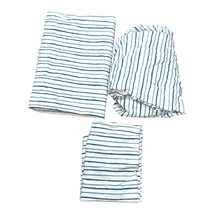 Circo Striped Kids Bedsheet Set Blue Toddler Crib Fitted Flat Sheet Pill... - $14.01