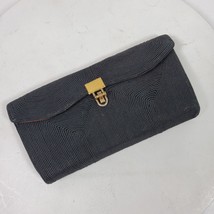 Vintage 1950s Black Ribbed Clutch Purse 9x4x1 Inch Unisex - $19.98 CAD