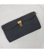 Vintage 1950s Black Ribbed Clutch Purse 9x4x1 Inch Unisex - $19.98 CAD