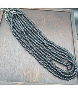 Vintage  BEAUTIFUL OLD AFRICAN Black GLASS TRADE ANTIQUE BEADs Strand 6mm - $592.82 MXN