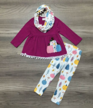 NEW Boutique Pumpkin Tunic Leggings &amp; Scarf Girls Outfit Set - £8.68 GBP