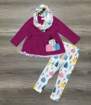 NEW Boutique Pumpkin Tunic Leggings &amp; Scarf Girls Outfit Set - £8.74 GBP