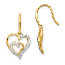 Cheryl M Silver Gold-plated Brilliant-cut CZ Heart Dangle Earrings QCM1428 - £44.50 GBP