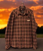 Diesel Brown Orange Plaid Button-up Snap Button Shirt Mens XXL Western C... - $49.49