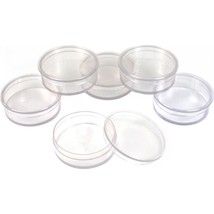 6 Round Plastic Organizer Container Storage Jars for Beads &amp; Gems 1 3/4&quot; - £12.92 GBP