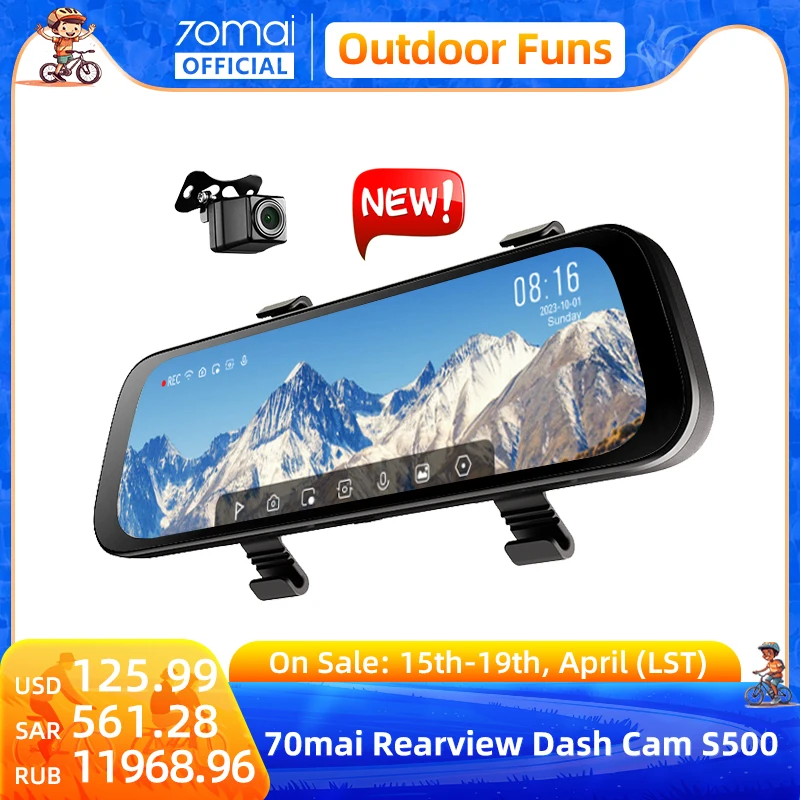 70mai Rearview Dash Cam S500 9.35&#39;&#39; Touch Screen 70mai S500 Car DVR 3K Super - £176.35 GBP+