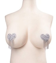 Silver sequin pasties - Heart Pasties - Luxury reusable nipple covers - $24.75