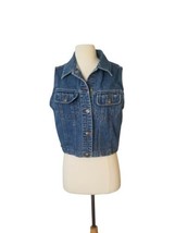 Vintage 80-90s Pasta Denim Women biker Vest Jacket M - £22.20 GBP