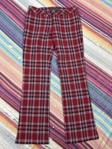 Vintage 90s Y2k Abercrombie Wool Red Black Plaid Trousers Womens Sz 0 - £28.72 GBP