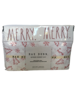 Rae Dunn Queen Sheet Set Merry Christmas Trees Holidays White Red Super ... - £43.44 GBP