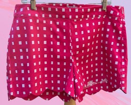 MUD PIE SERENA SCALLOPED BOTTOM PINK WHITE SIDE ZIPE SHORTS NEW SIZE LARGE - £17.31 GBP