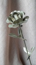 Metal Rose Silver Color Decoration Floral Roses Gift Flower Steel Rose Роза - £33.71 GBP