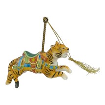 TIGER Porcelain Lenox Carousel Ornament 1989 Xmas Animal **READ** As Is Repaired - $16.65