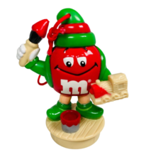 1997 M&amp;M Christmas Candy Tube Topper Red Elf Paint Brush Train Read - £10.81 GBP