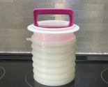 Tupperware Hamburger Keepers 6 Large  press lid 5&quot;  Stackable 1927 1928 ... - $24.64