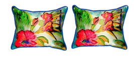 Pair of Betsy Drake Lighthouse and Florals Small Indoor Outdoor Pillows - £55.38 GBP