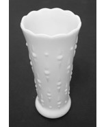 Anchor Hocking White Milk Vase Teardrop and Pearl Dot Arrow Design Scall... - £16.69 GBP