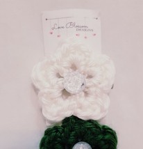 4 Handmade Flower Crochet Hair Clip Barrette 1.5&quot; Love Blossom Designs New Girls - £11.86 GBP