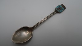 Vintage Sterling Silver Norway OSLO Enamel Souvenir Spoon 3 7/8&quot; - £23.36 GBP
