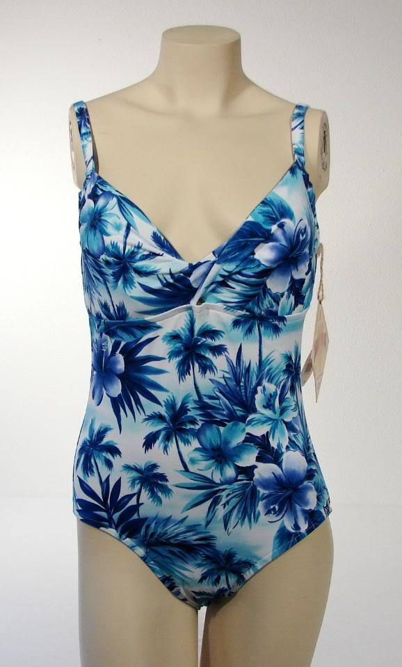 Primary image for Caribbean Joe One Piece Blue Floral Swimsuit NWT $74
