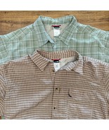 The North Face Mens Medium Button Up Bundle Green Brown Plaid SS Outdoor... - $659.52 MXN