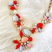 AUTHENTIC JCREW WINDSOR BLUE, PINK &amp; RED STATEMENT NECKLACE Chunky Rhine... - $1,032.40 MXN