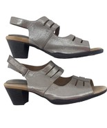 Montana Artisan Crafted Slingback Sandals Gray Metallic Leather Women Si... - $16.99