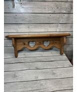 Vintage Wooden Wall Display Shelf  w/Pegs Heart Cutout Cottagecore Farmh... - $48.51