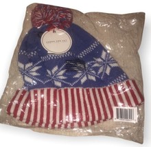 Under One Sky Patriotic Red, White &amp; Blue Beanie Sock Hat With Pom - £5.42 GBP