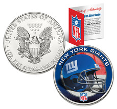 NEW YORK GIANTS 1 Oz American Silver Eagle $1 US Coin Colorized NFL LICE... - $84.11