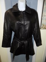 Adler Collection Genuine Leather Coat Jacket Size PM Women&#39;s EUC - £43.08 GBP