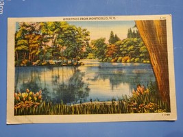 Vtg 1951 Linen Postcard Greetings From Monticello, New York, NY - £3.94 GBP