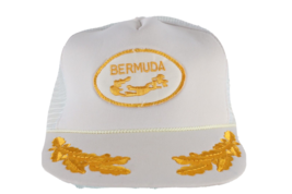 Vintage 90s Streetwear Bermuda Island Spell Out Gold Leaf Trucker Hat Snapback - £23.35 GBP