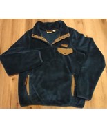 LL Bean Women&#39;s Hi-Pile Fleece Sherpa 3/4-Snap Button Jacket Navy Blue S... - £23.25 GBP