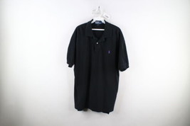 Vintage 90s Ralph Lauren Mens XL Faded Short Sleeve Collared Polo Shirt Black - £31.16 GBP