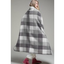 Plush Plaid Sherpa Throw Blanket Color Grey New Free Shipping - £25.65 GBP