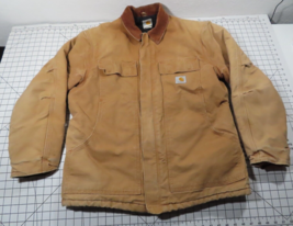 VTG Carhartt Size 42 Reg Duck Canvas Jacket C03 Arctic Quilted Lining Brown - $89.05