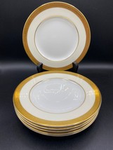 Minton 6x bread plates, white bone china, cream &amp; gold bands,  &quot;Westmistmister&quot;. - £65.87 GBP