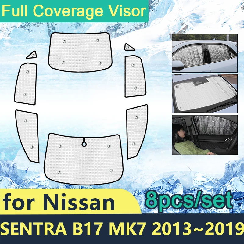 Full Cover Sunshades For Nissan Sentra B17 Mk7 2013~2019 Car Sun Protection - £24.42 GBP+