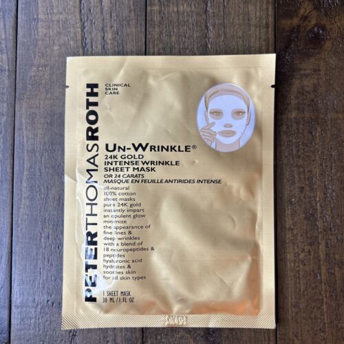 1- Peter Thomas Roth Sheet Mask Un-Wrinkle 24K Gold Intense Wrinkle Neuropeptide