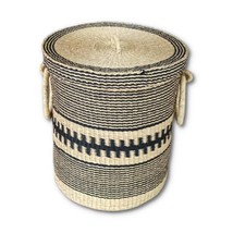 African Laundry Basket with Lid, Large Handmade Woven Laundry Room Decor  - £143.88 GBP