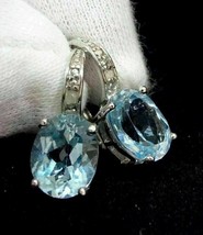 2.5 Ct Oval Cut Lab-Created Aquamarine and Round CZ Drop Earrings IN 925 Silver - £95.89 GBP