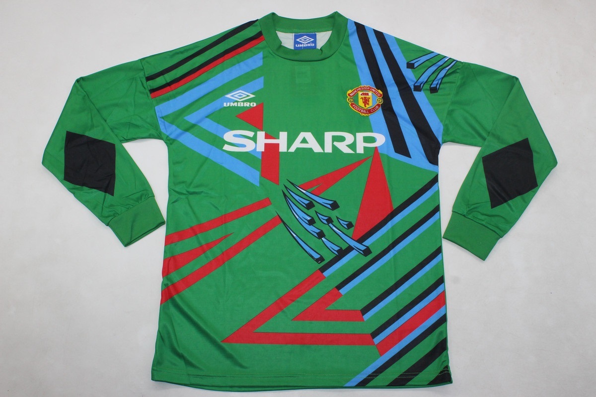 manchester united jersey 1992 1993 shirt GK long sleeve green