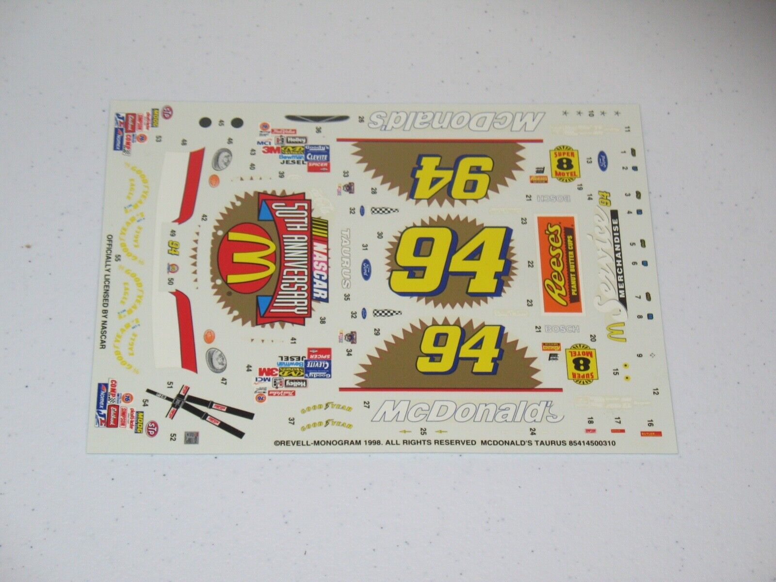 Revell 1/24 Decals 50th Anv 94 McDonalds Ford Bill Elliot NASCAR Stock Car - $12.99