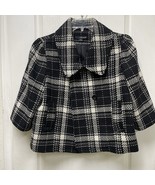 Willi Smith Jacket Womens XL Black &amp; White Wool Blend 3/4 Sleeve Button ... - $32.15