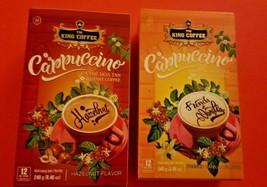 2 PACK KING COFFEE CAPPUCCINO HAZELNUT &amp; FRENCH VANILLA  (12 STICKS EACH)  - $27.12