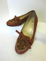 Clements Ribeiro Italy Russet Leather Calfskin Skimmers City Bow Flats 3... - $49.99