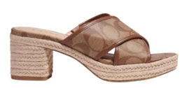 NEW COACH SLOAN SANDALS ESPADRILLE CA366 SIGNATURE Khaki/Saddle SIZE 11 ... - $109.00